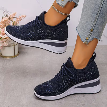 Zapatillas casuales - Transpirables para mujeres adornadas con cristales