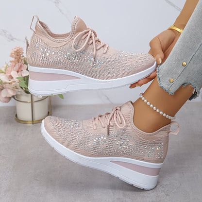 Zapatillas casuales - Transpirables para mujeres adornadas con cristales