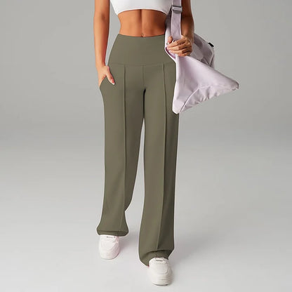 Pantalones de pierna recta de color sólido para mujer - Cómodos Pantalones