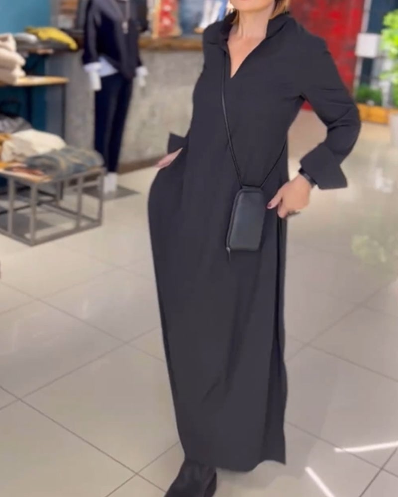 Vestido largo suelto con aberturas laterales - Casual vestido tipo shift