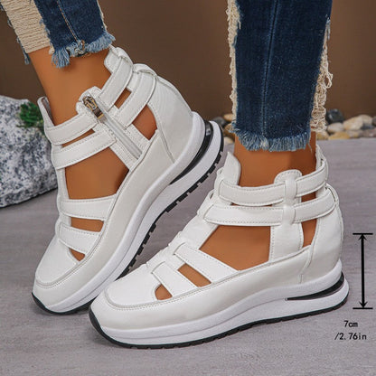 Sandalias de cuña cómodas y ligeras con cremallera lateral