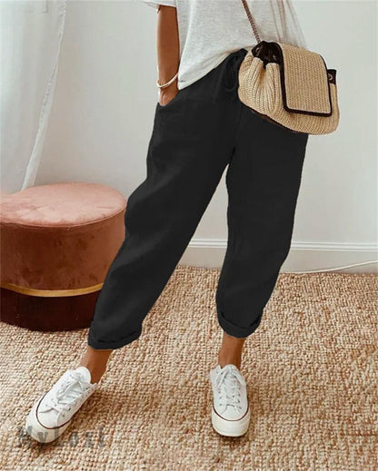 Lirèa — Pantalones Anchos de Algodón y Lino de Cintura Alta
