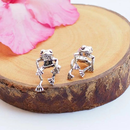 Pendientes de Rana — Plata Inspirada en la Naturaleza
