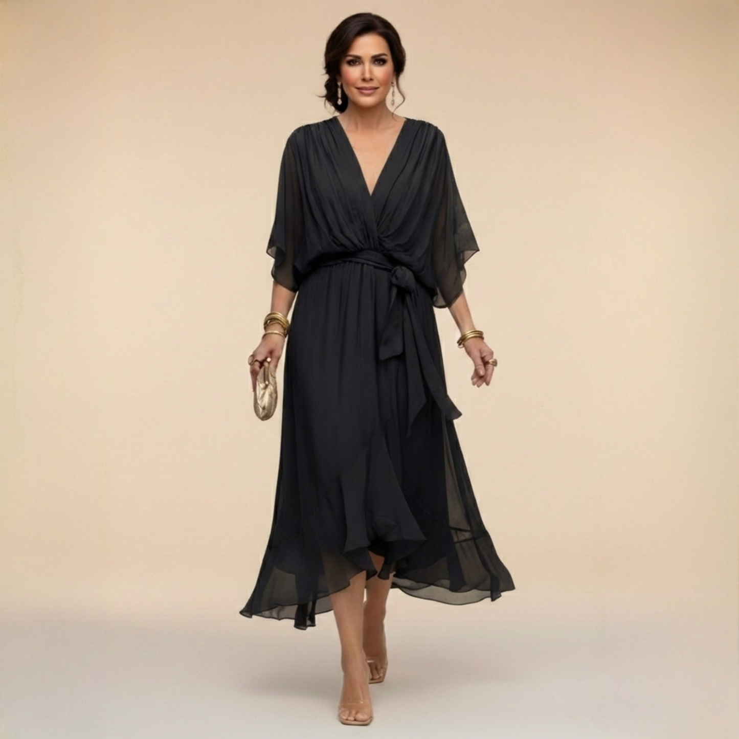Monica - Elegante Vestido de Chiffon con Escote en V