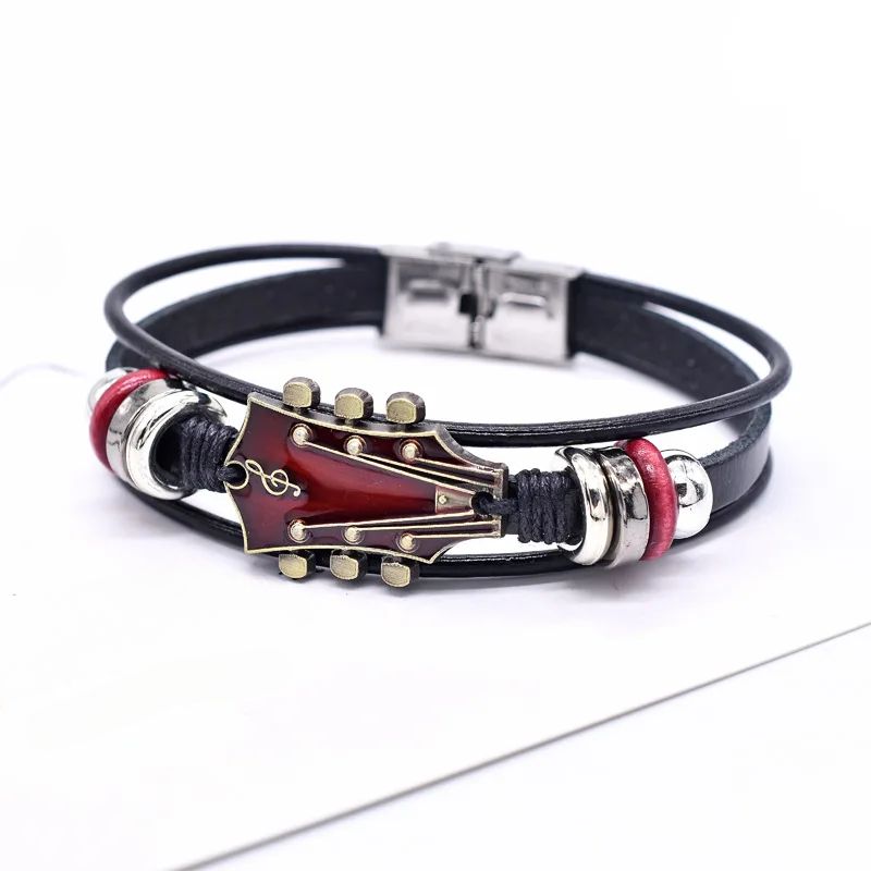 Pulsera de Cuero con Guitarra