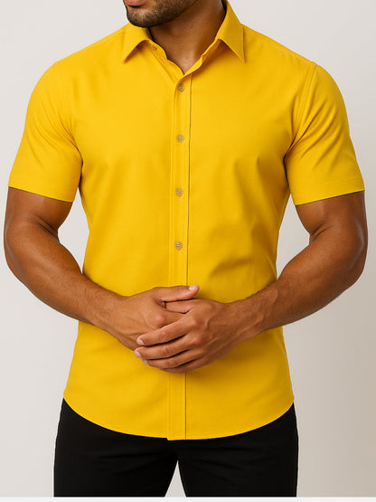 Camisa Sin Planchado con Estiramiento en 4 Direcciones – Botones Transparentes