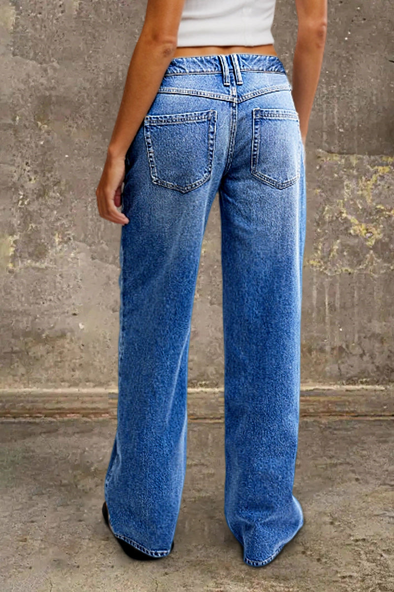 Jeans de Pierna Recta con Cintura Media - Elegantes y Audaces