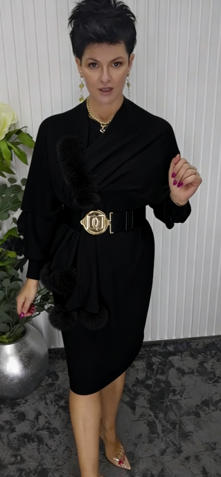 Vestido de Manga Larga de Acabado de Piel Noréa - Elegante Vestido