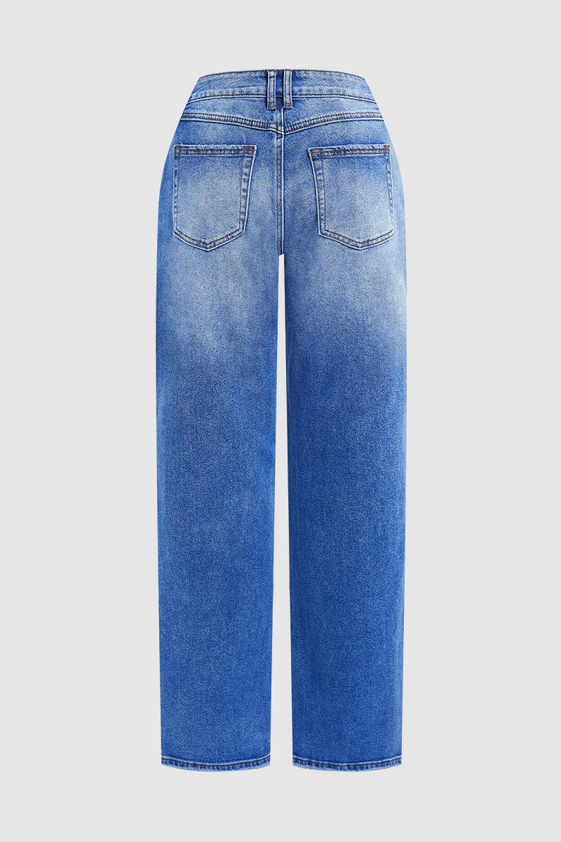 Jeans de Pierna Recta con Cintura Media - Elegantes y Audaces