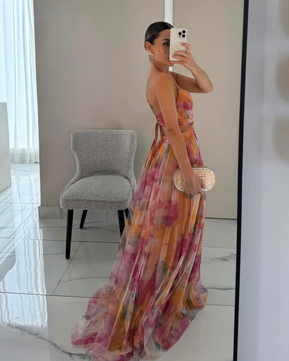 Elegancia Floral - Elegante Vestido Maxi