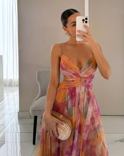Elegancia Floral - Elegante Vestido Maxi