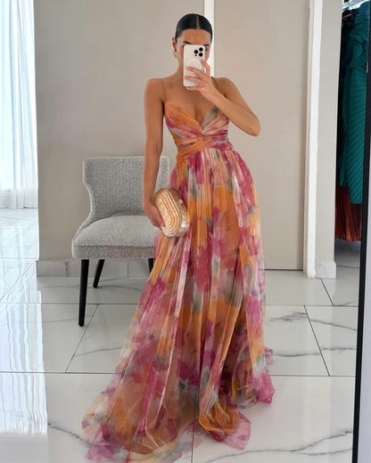 Elegancia Floral - Elegante Vestido Maxi