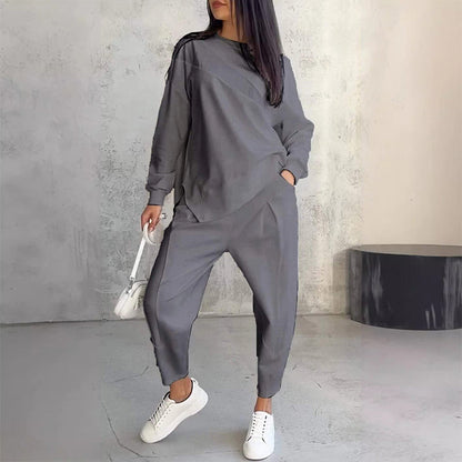 Noemi  —  Conjunto de Sudadera y Pantalones con Dobladillo Asimétrico