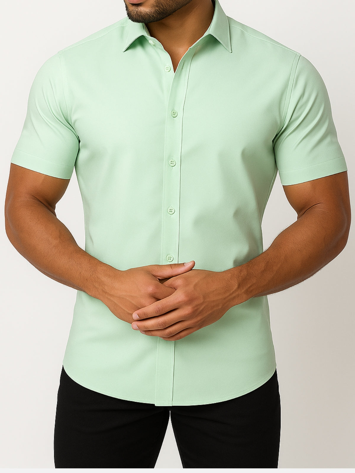 Camisa Sin Planchado con Estiramiento en 4 Direcciones – Botones Transparentes