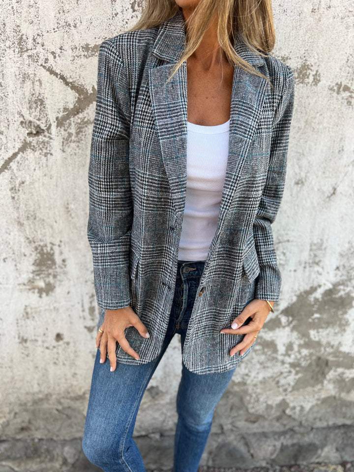 Blazer a Cuadros Casual con Solapas - Versátil Blazer