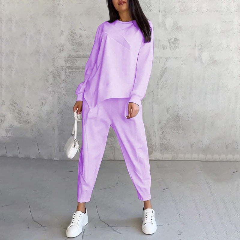 Noemi  —  Conjunto de Sudadera y Pantalones con Dobladillo Asimétrico