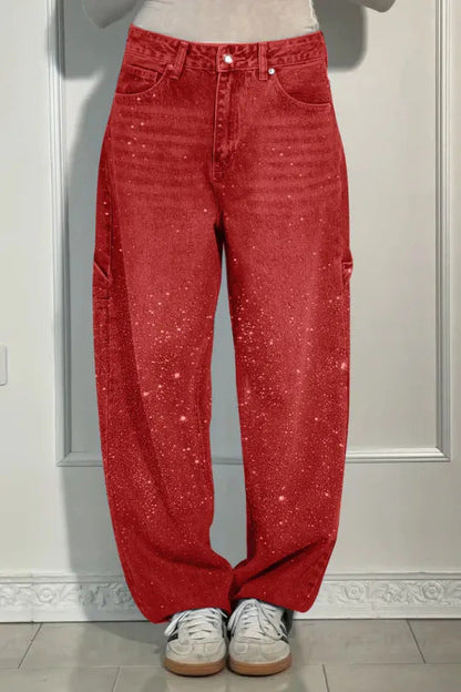 Jeans de Damas con Adorno de Strass - Elegantes Pantalones Casual Cómodos