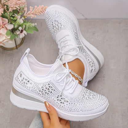 Zapatillas casuales - Transpirables para mujeres adornadas con cristales