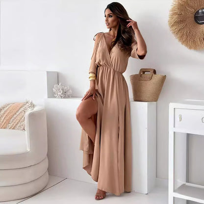 Velvara — Vestido Maxi de Silueta Alta