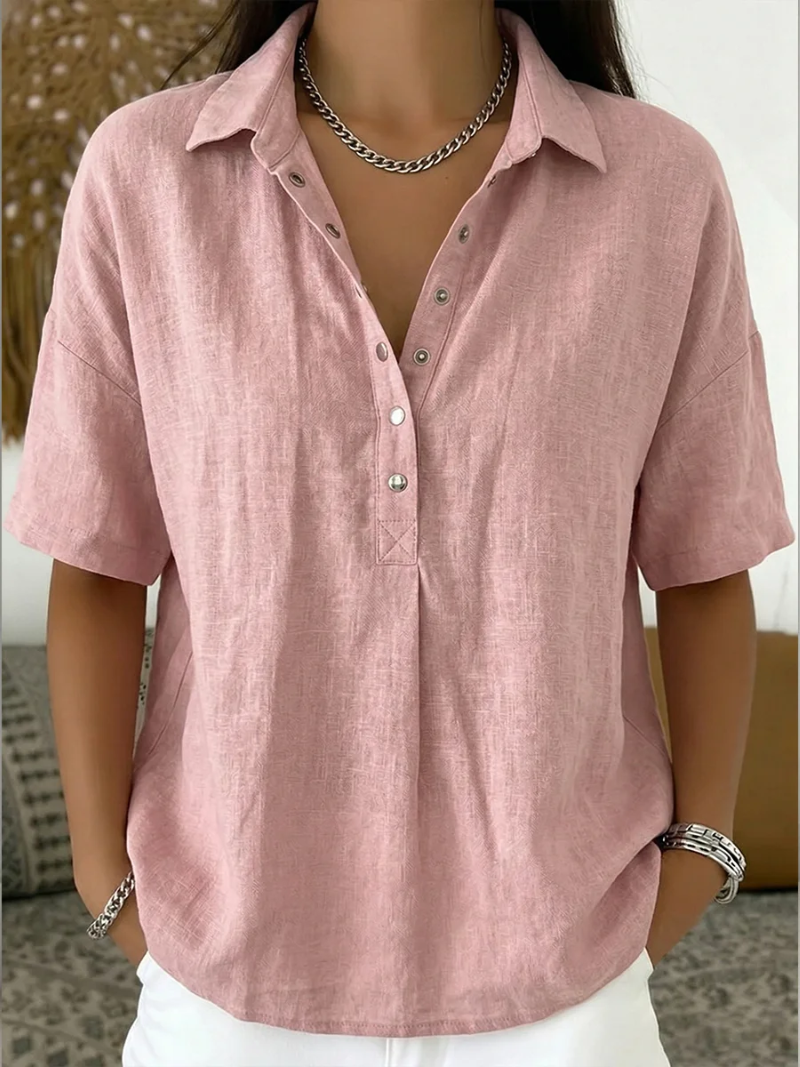 Blusa con Cuello — Elegancia con Detalle de Botón