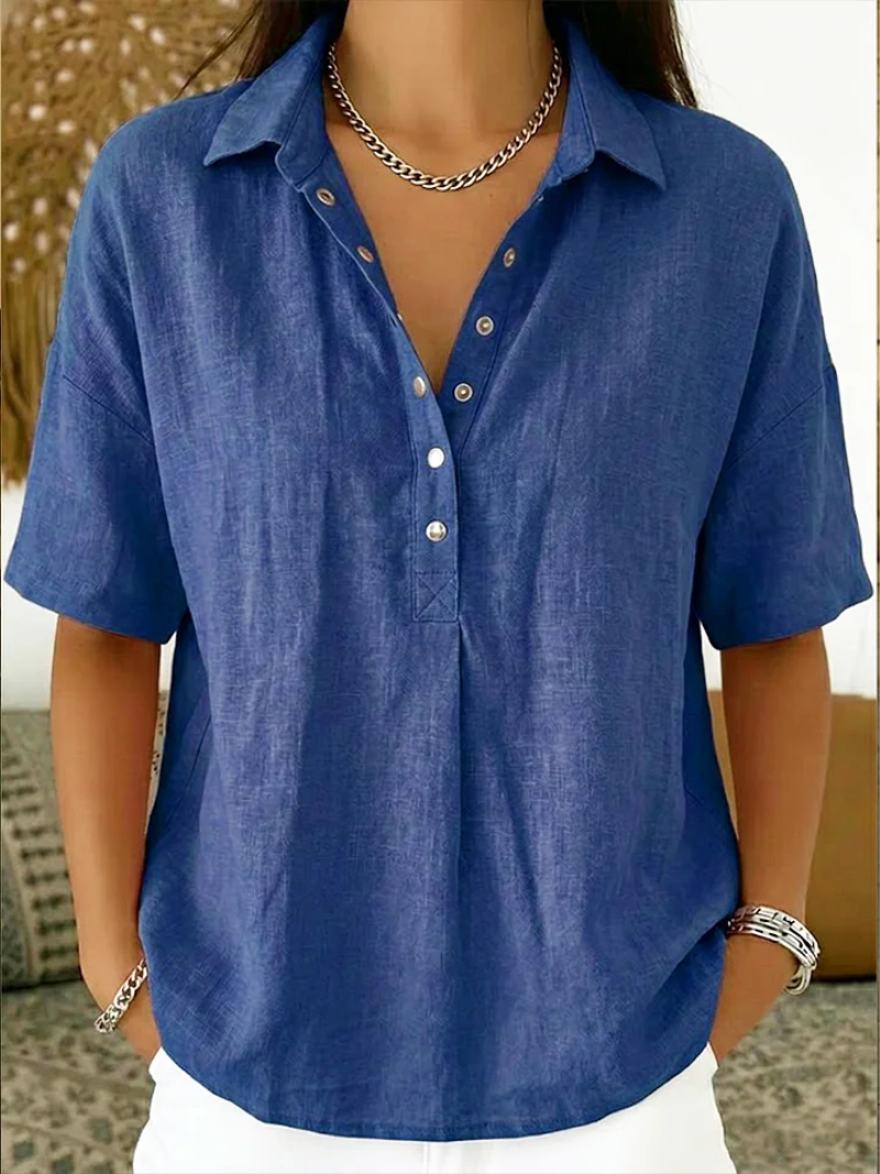 Blusa con Cuello — Elegancia con Detalle de Botón