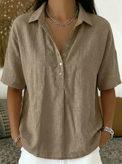 Blusa con Cuello — Elegancia con Detalle de Botón