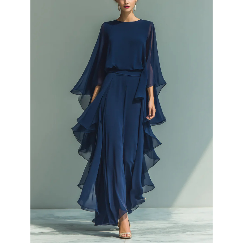 Aurora — Conjunto de Top de Chifón con Volantes y Pantalones