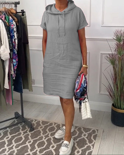 Aurève - Vestido Casual Corto con Capucha