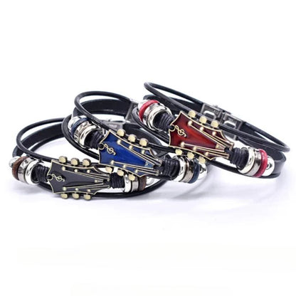 Pulsera de Cuero con Guitarra