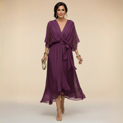 Monica - Elegante Vestido de Chiffon con Escote en V