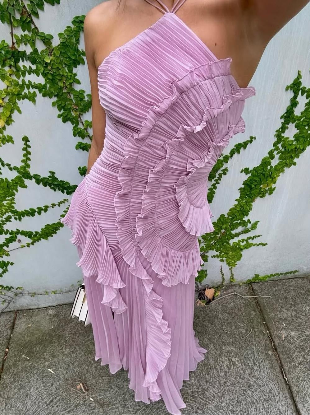 VESTIDO ISADORA I - Elegante largo asimétrico con volantes