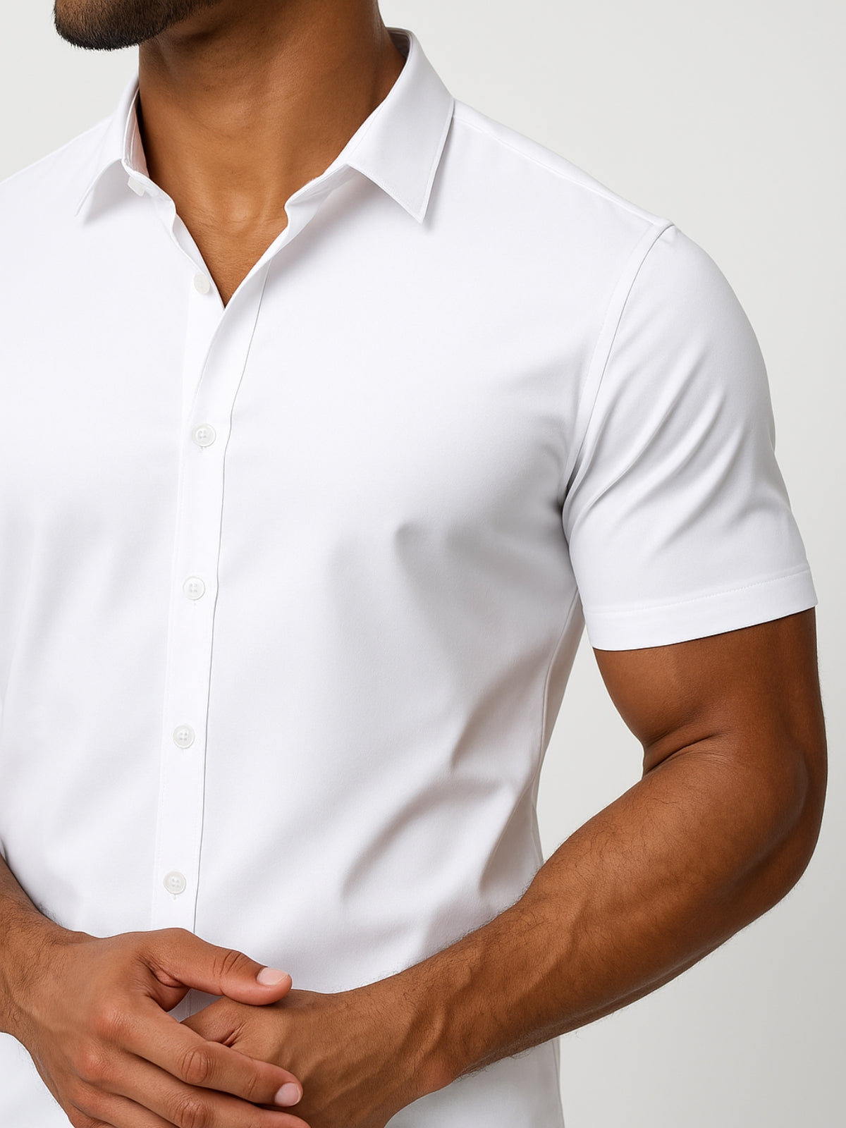 Camisa Sin Planchado con Estiramiento en 4 Direcciones – Botones Transparentes
