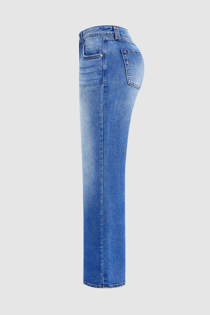 Jeans de Pierna Recta con Cintura Media - Elegantes y Audaces