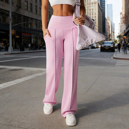 Pantalones de pierna recta de color sólido para mujer - Cómodos Pantalones