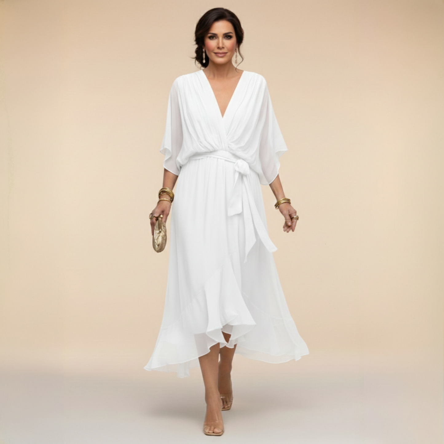 Monica - Elegante Vestido de Chiffon con Escote en V