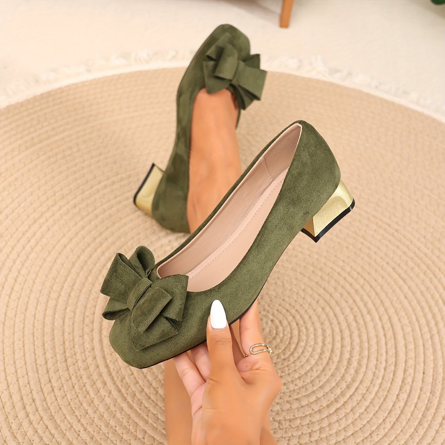 Zapatos de Tacón Alto Elegantes con Punta Cuadrada y Tacón Grueso para Mujeres - Elegante Tacón Alto