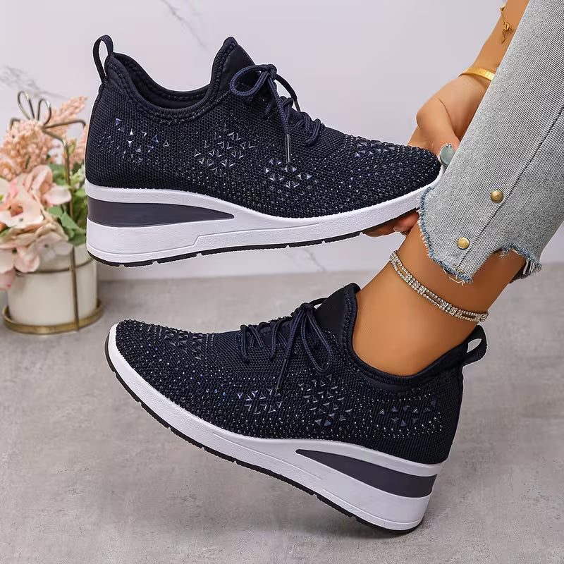 Zapatillas casuales - Transpirables para mujeres adornadas con cristales