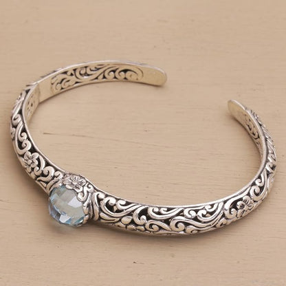 Abierto Vintage - Elegante Pulsera de Plata Única con Circonita