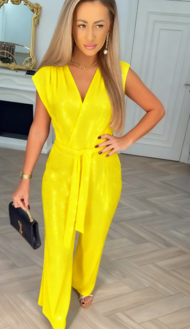 Mono de un color con lentejuelas y lazo - Elegante