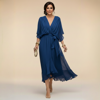 Monica - Elegante Vestido de Chiffon con Escote en V
