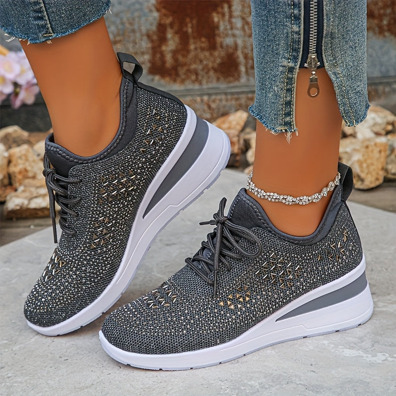 Zapatillas casuales - Transpirables para mujeres adornadas con cristales