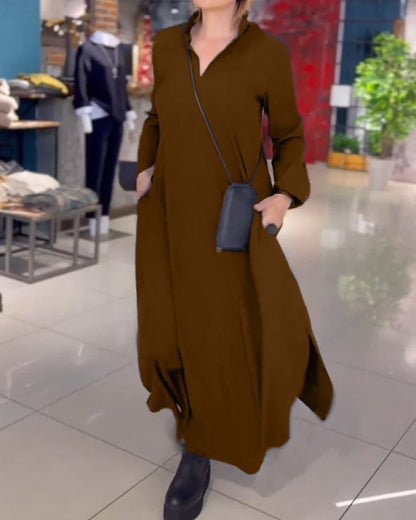 Vestido largo suelto con aberturas laterales - Casual vestido tipo shift