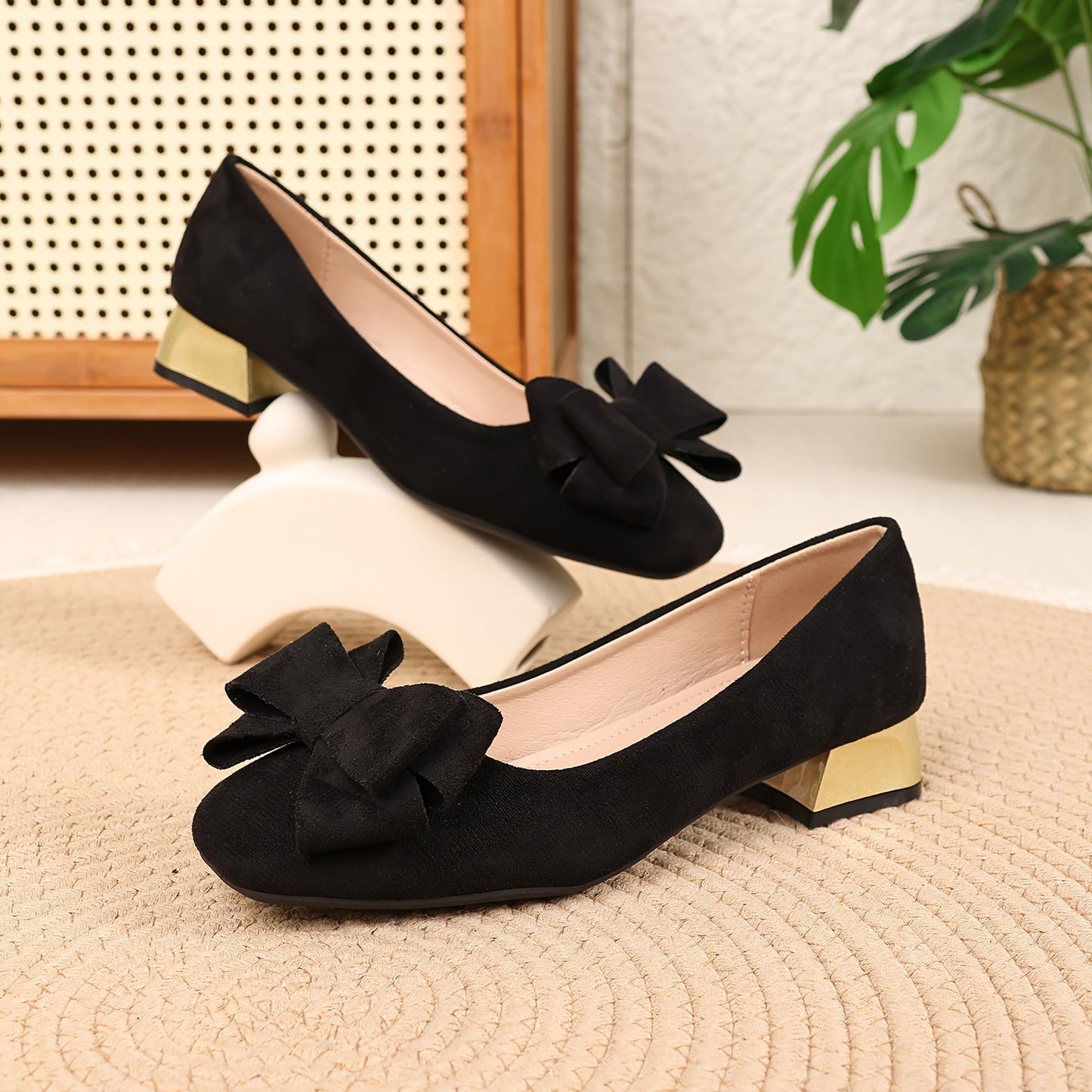 Zapatos de Tacón Alto Elegantes con Punta Cuadrada y Tacón Grueso para Mujeres - Elegante Tacón Alto
