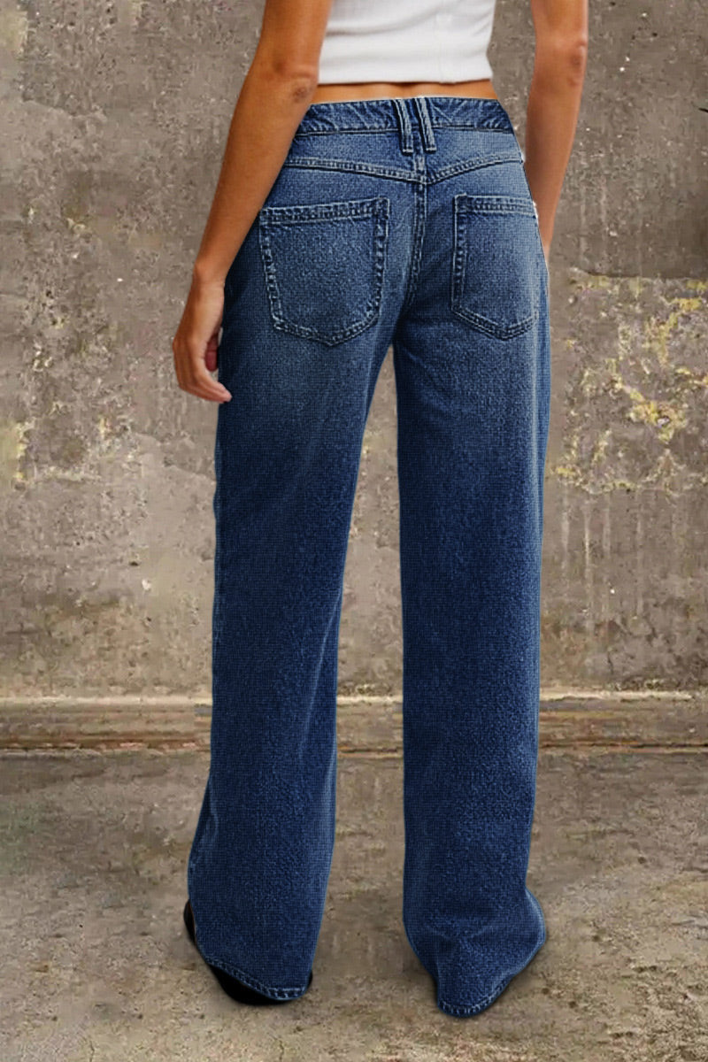 Jeans de Pierna Recta con Cintura Media - Elegantes y Audaces