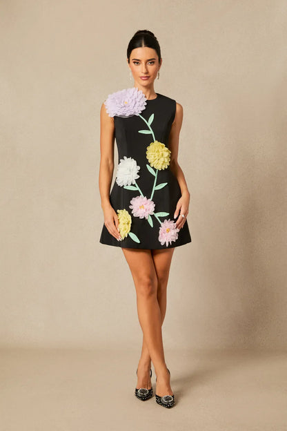 Floret | Vestido Mini Sin Mangas con Aplicaciones