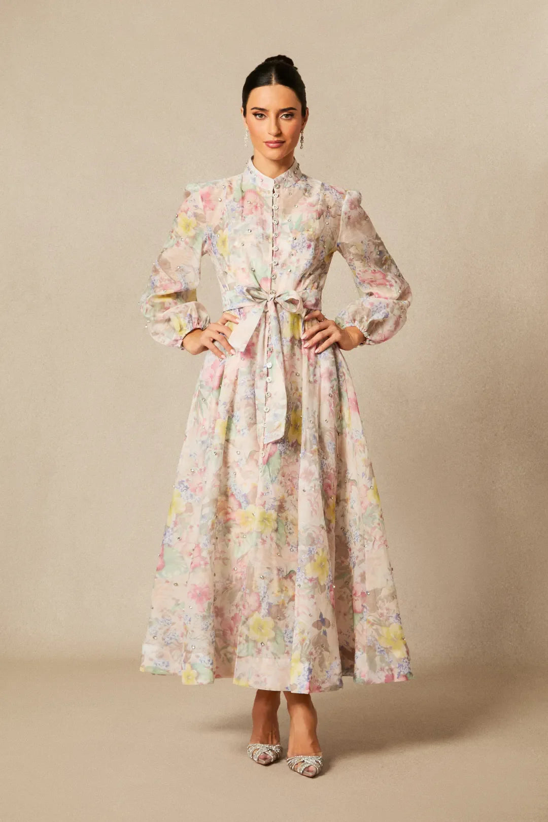 Anne — Vestido Maxi con Mangas de Globo Floral