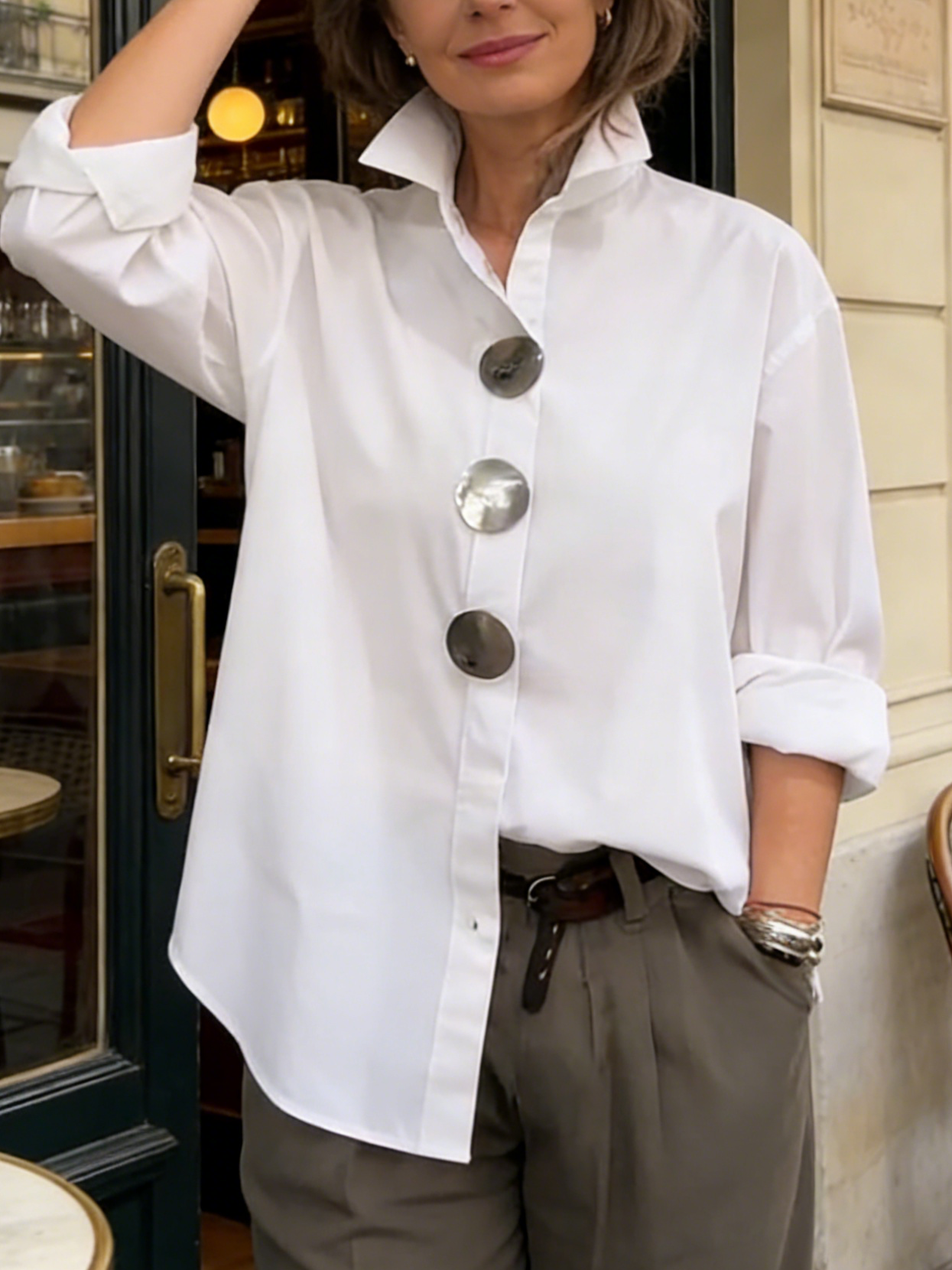 Blanco Artesanal - Elegante Blusa cómoda y suelta