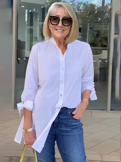 Veloire — Chaqueta de Camisa de Algodón de Largo para Mujer