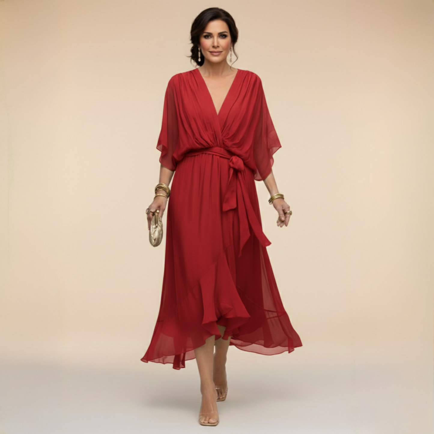 Monica - Elegante Vestido de Chiffon con Escote en V