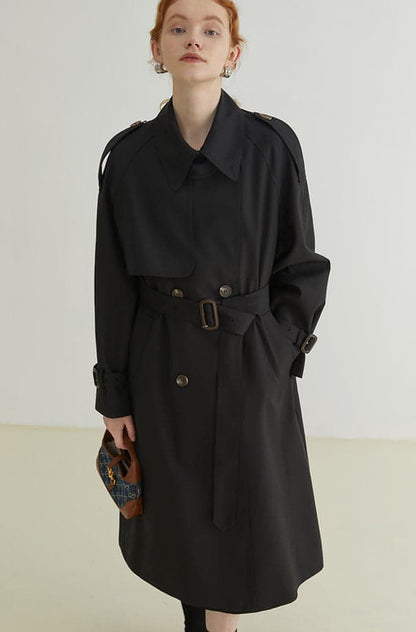 Abrigo Trench Melton - Elegante Doble Botonadura